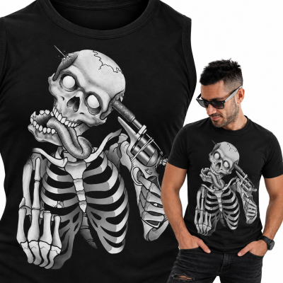 KOSZULKA HORROR GUN SKULL